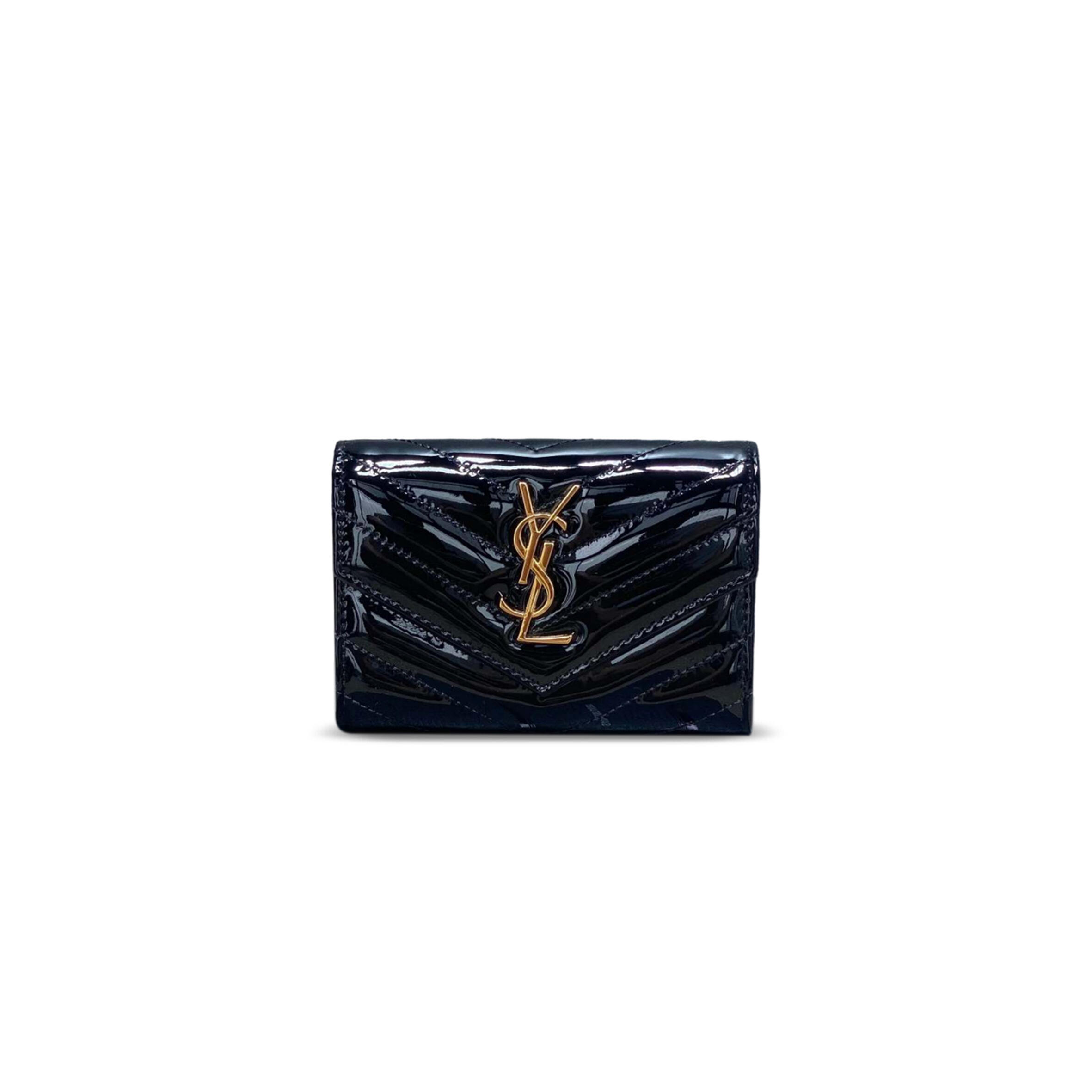 YSL CASSANDRE MATELASSÉ SMALL ENVELOPE WALLET IN PATENT LEATHER 414404 (13.5*9.5*3cm)